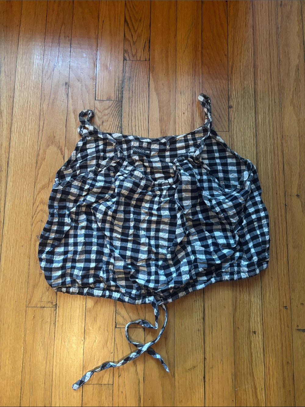 Toad&Co Black and White Gingham Crop Top